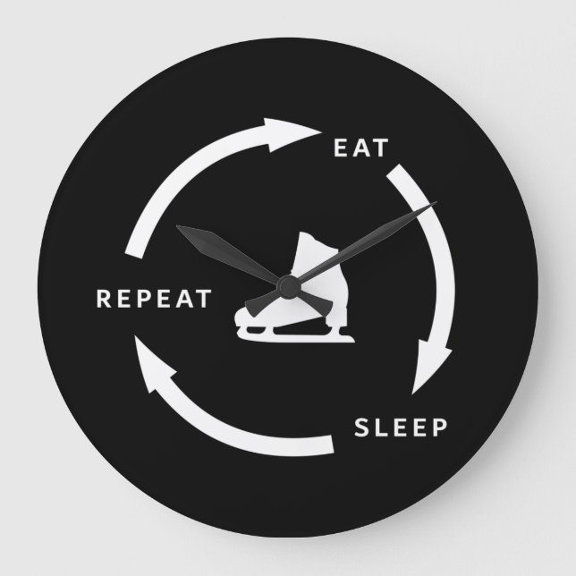 Eat Sleep Repeat Figure Skating Sports Fan Saying Large Clock (Front)