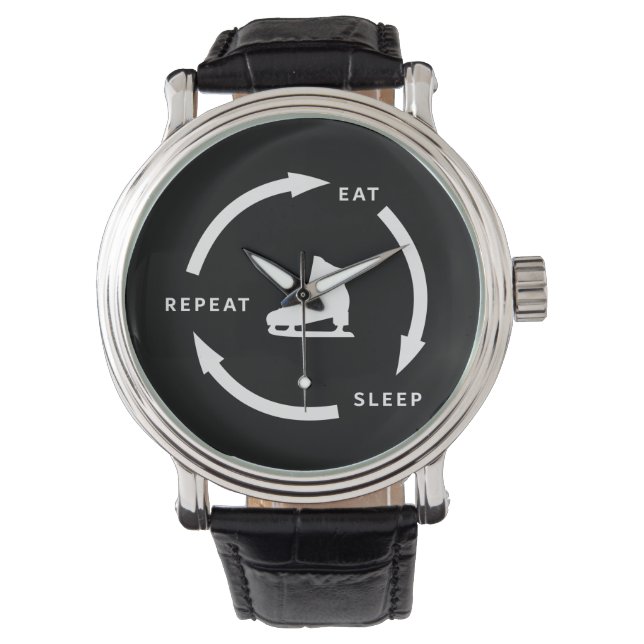 Eat Sleep Repeat Figure Skating Sports Fan Saying Watch (Front)