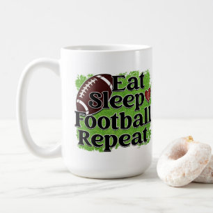 Eat, Sleep, Repeat Football Coffee Mug