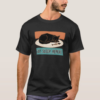 EAT, SLEEP, REPEAT - FUNNY BLACK CAT T-Shirt
