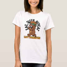 Eat Sleep Repeat Happy Thanksgiving Women's Tee