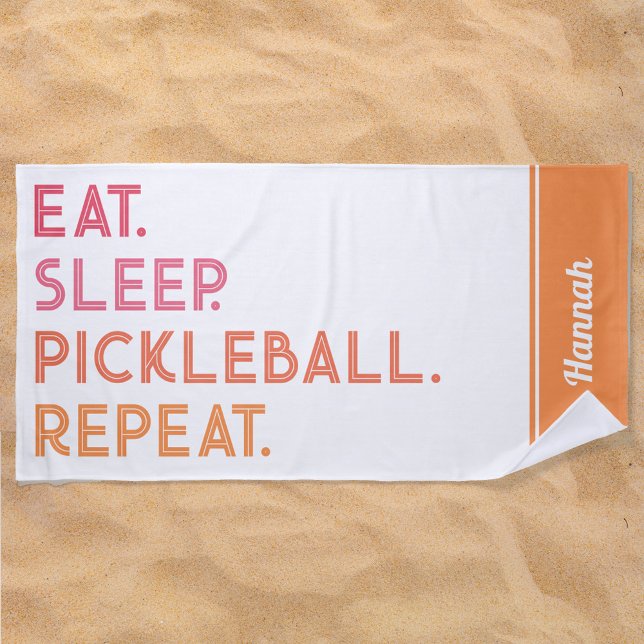 Eat Sleep Repeat Personalized Pickleball Beach Towel (Creator Uploaded)