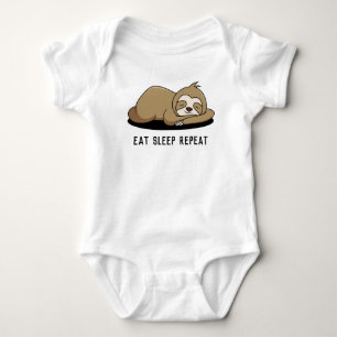 Eat Sleep Repeat Sloth Sleeping Baby Bodysuit