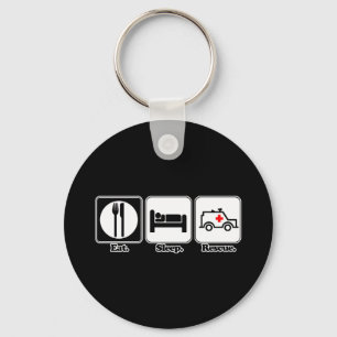 eat sleep rescue keychain