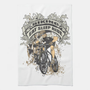 Eat, Sleep, Ride Biking Kitchen Towel