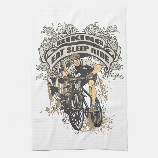 Eat, Sleep, Ride Biking Kitchen Towel (Vertical)