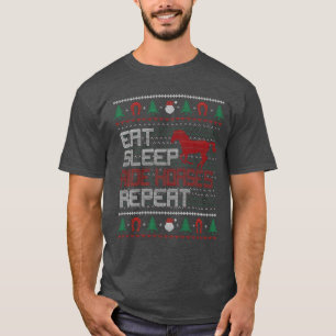 Eat Sleep Ride Horses Repeat Ugly Christmas Horse T-Shirt