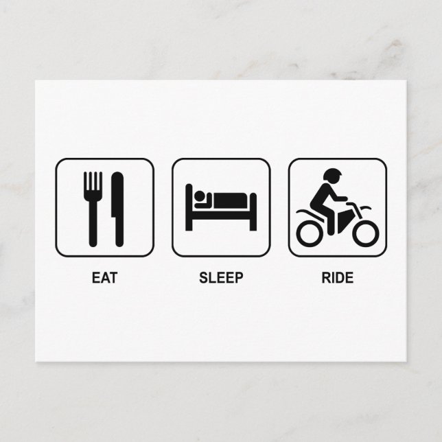 Eat Sleep Ride Postcard (Front)