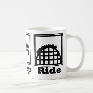 Eat, Sleep, & Ride (Roller Coasters) - Black Coffee Mug