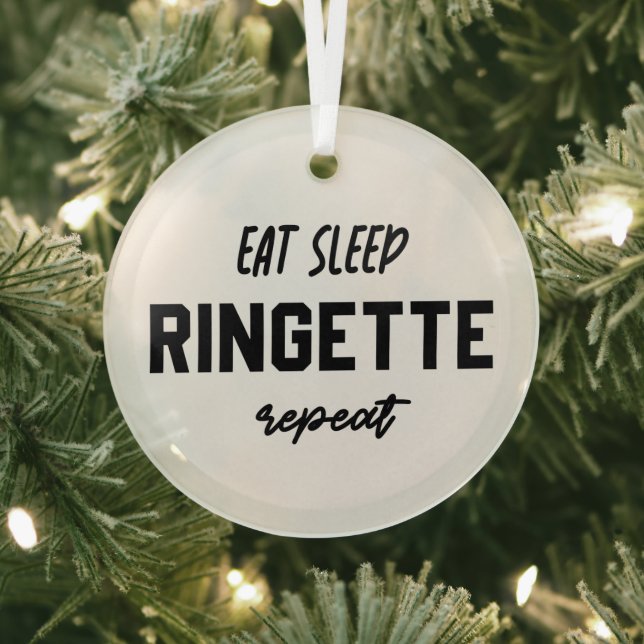Eat Sleep Ringette Repeat Ringette Player Gifts Glass Ornament (Insitu)