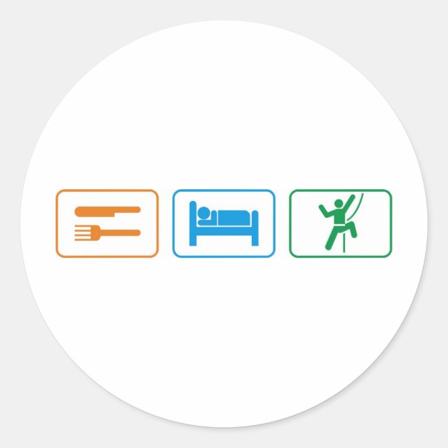 eat sleep -rock climb classic round sticker (Front)