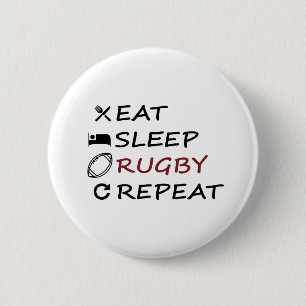 Eat Sleep Rugby Repeat 2 Inch Round Button