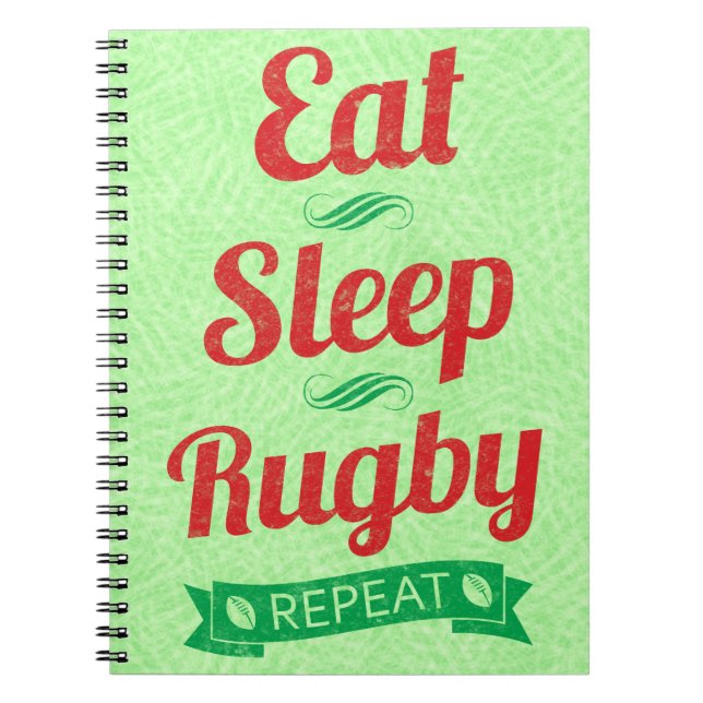 Eat Sleep Rugby Repeat Notepad Notebook (Front)