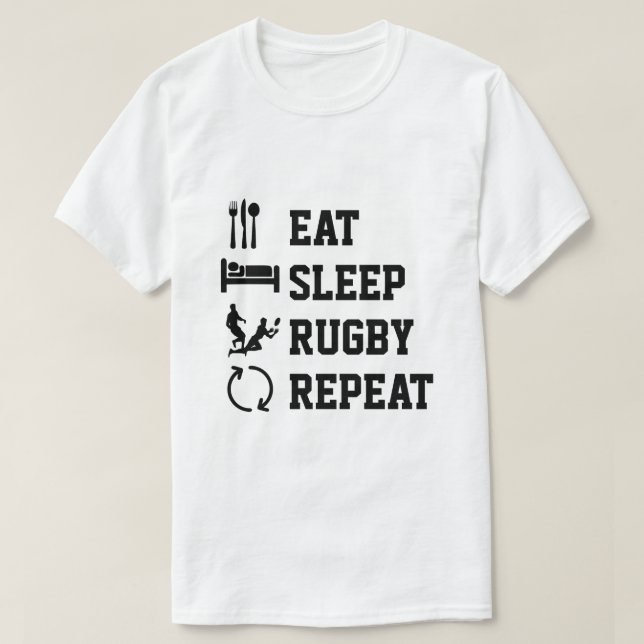 Eat Sleep Rugby Repeat Sport T-Shirt (Design Front)