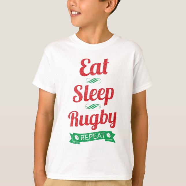 Eat, Sleep, Rugby, Repeat Tee (Front)