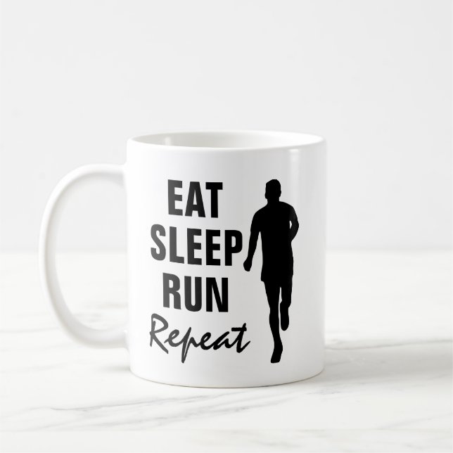 Eat Sleep Run Repeat funny coffee mug for runners (Left)