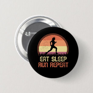 Eat Sleep Run Repeat Retro Athlete Marathon 2 Inch Round Button