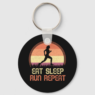 Eat Sleep Run Repeat Retro Athlete Marathon Keychain