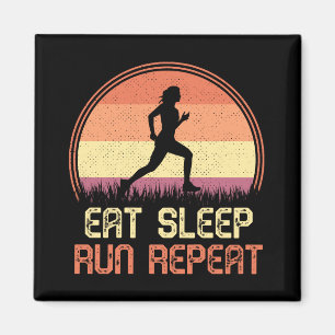 Eat Sleep Run Repeat Retro Athlete Marathon Magnet
