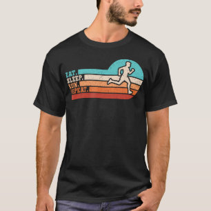 Eat Sleep Run Repeat Retro Running Runner T-Shirt