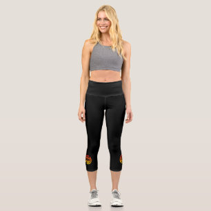 Eat Sleep Run Repeat Sunset Background On Black Capri Leggings