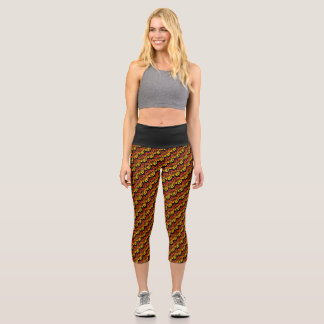 Eat Sleep Run Repeat Sunset Background On Black Capri Leggings