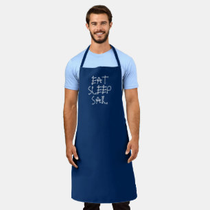 Eat Sleep Sail, nautical sailing rope knots navy Apron