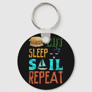 Eat Sleep Sail Repeat Funny Sailing Sailor Gift Keychain