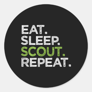 Eat Sleep Scout Repeat Cub Love Scouting Leader Classic Round Sticker