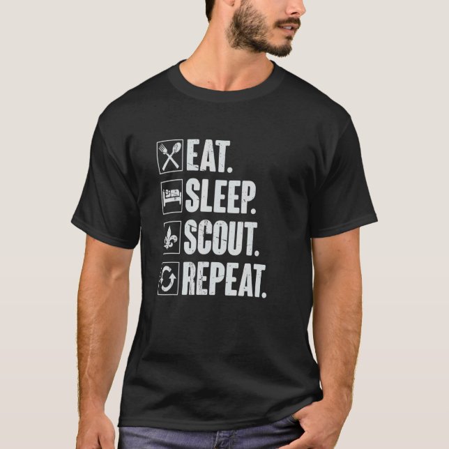 Eat Sleep Scout Repeat  Scouting T-Shirt (Front)