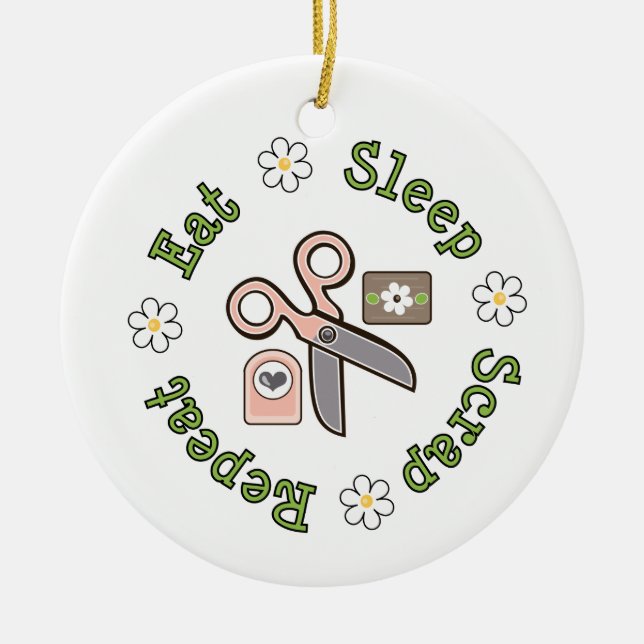 Eat Sleep Scrap Repeat Ornament (Front)