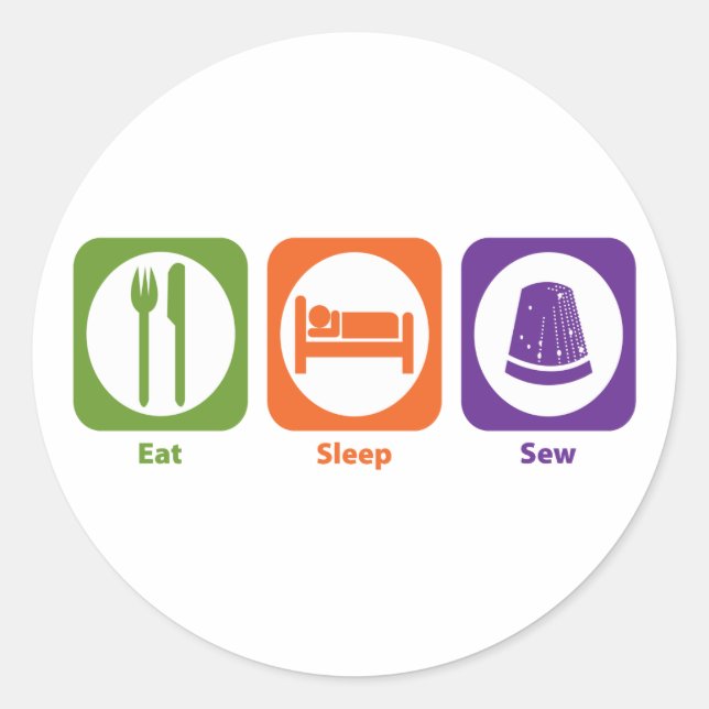 Eat Sleep Sew Classic Round Sticker (Front)