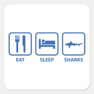 Eat Sleep Sharks Square Sticker