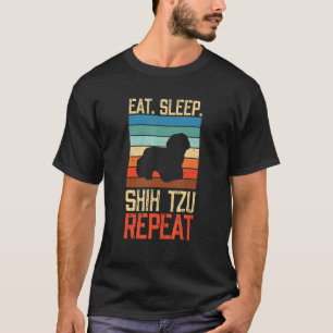 Eat Sleep Shih Tzu Repeat Vintage Dog Dogs Paw Paw T-Shirt