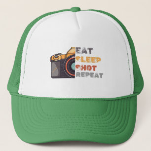 Eat sleep shot repeat vintage trucker hat