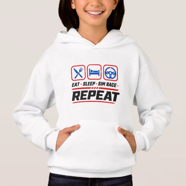 Eat sleep sim race repeat for sim racing fans (Front)