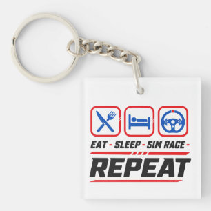 Eat sleep sim race repeat for sim racing fans keychain