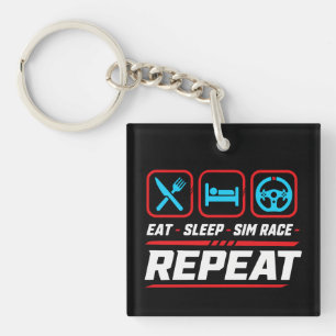 Eat sleep sim race repeat for sim racing fans keychain