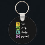 Eat Sleep Skate Funny Figure Skaters Ice Skating Keychain<br><div class="desc">Eat Sleep Skate Repeat. Funny and humourous design for ice skater, figure skater or speed skater. Cool and awesome merchandise for those who love ice skating and winter sports. Perfect for figure skating professional, speed skating athlete or ice skating champion. Great Christmas gift and birthday present for son or daughter...</div>