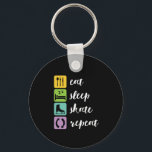 Eat Sleep Skate Funny Figure Skaters Ice Skating Keychain<br><div class="desc">Eat Sleep Skate Repeat. Funny and humourous design for ice skater, figure skater or speed skater. Cool and awesome merchandise for those who love ice skating and winter sports. Perfect for figure skating professional, speed skating athlete or ice skating champion. Great Christmas gift and birthday present for son or daughter...</div>