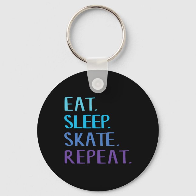 Eat Sleep Skate Repeat - Ice Or Roller Skating Tee Keychain (Front)