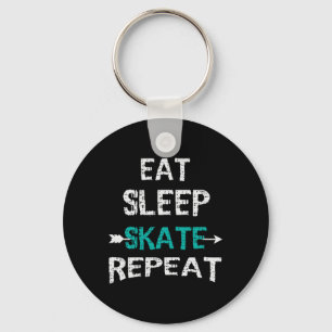 Eat Sleep Skate Repeat Ice Skating Hockey Skateboa Keychain