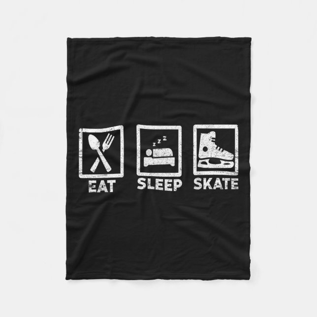 Eat Sleep Skate Repeat Ice Skating Life Minimal St Fleece Blanket (Front)