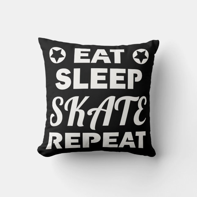 Eat Sleep Skate Repeat, Roller Derby Throw Pillow (Front)