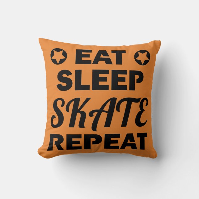 Eat Sleep Skate Repeat, Roller Derby Throw Pillow (Front)