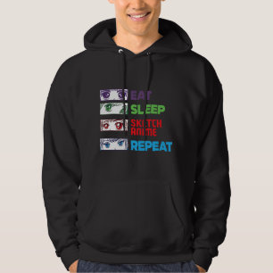 Eat Sleep Sketch Anime Repeat Sketching Funny Anim Hoodie
