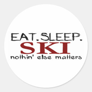 Eat Sleep Ski Classic Round Sticker