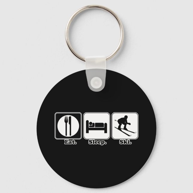 eat sleep ski keychain (Front)