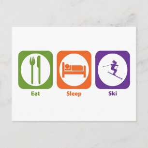 Eat Sleep Ski Postcard