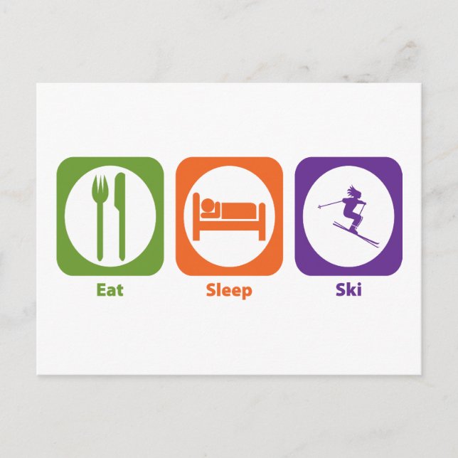 Eat Sleep Ski Postcard (Front)